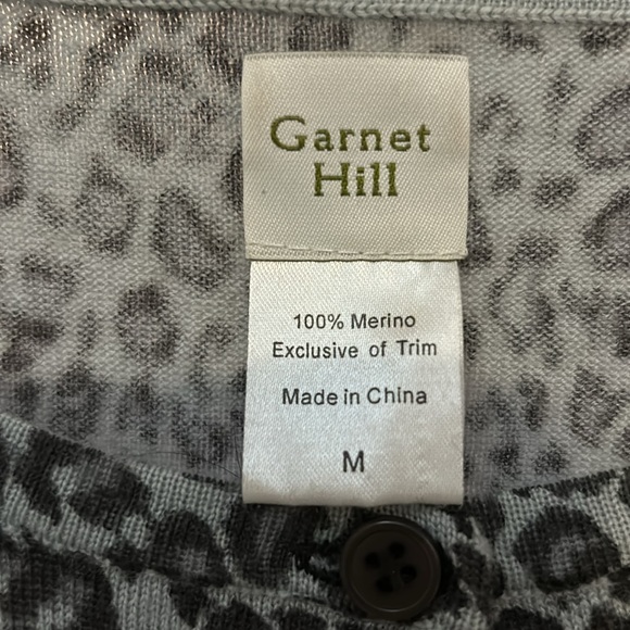 Garnet Hill Signature merino leopard print cardigan - Picture 2 of 3